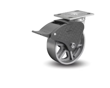 6" X 1-7/8" Cast Iron Swivel Caster, Total Lock Brake, Loads Up To 1250 lb